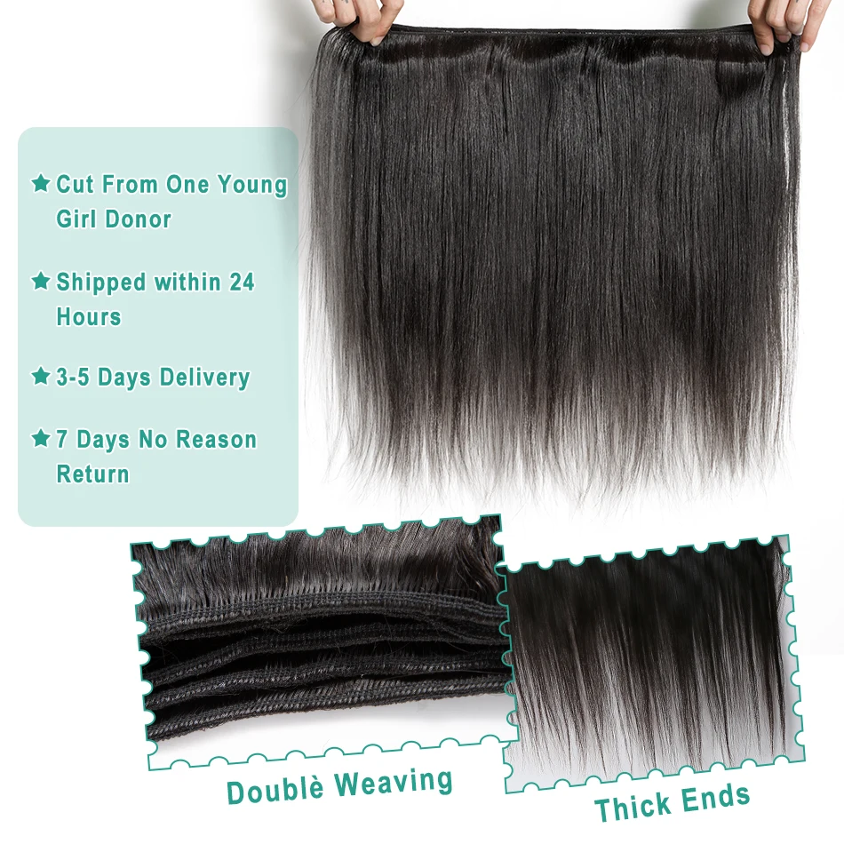 MELODIE 36 38 40 Inch Bone Straight Human Hair Bundles Brazilian Human Hair Weave Bundles 30 Inch Extensions