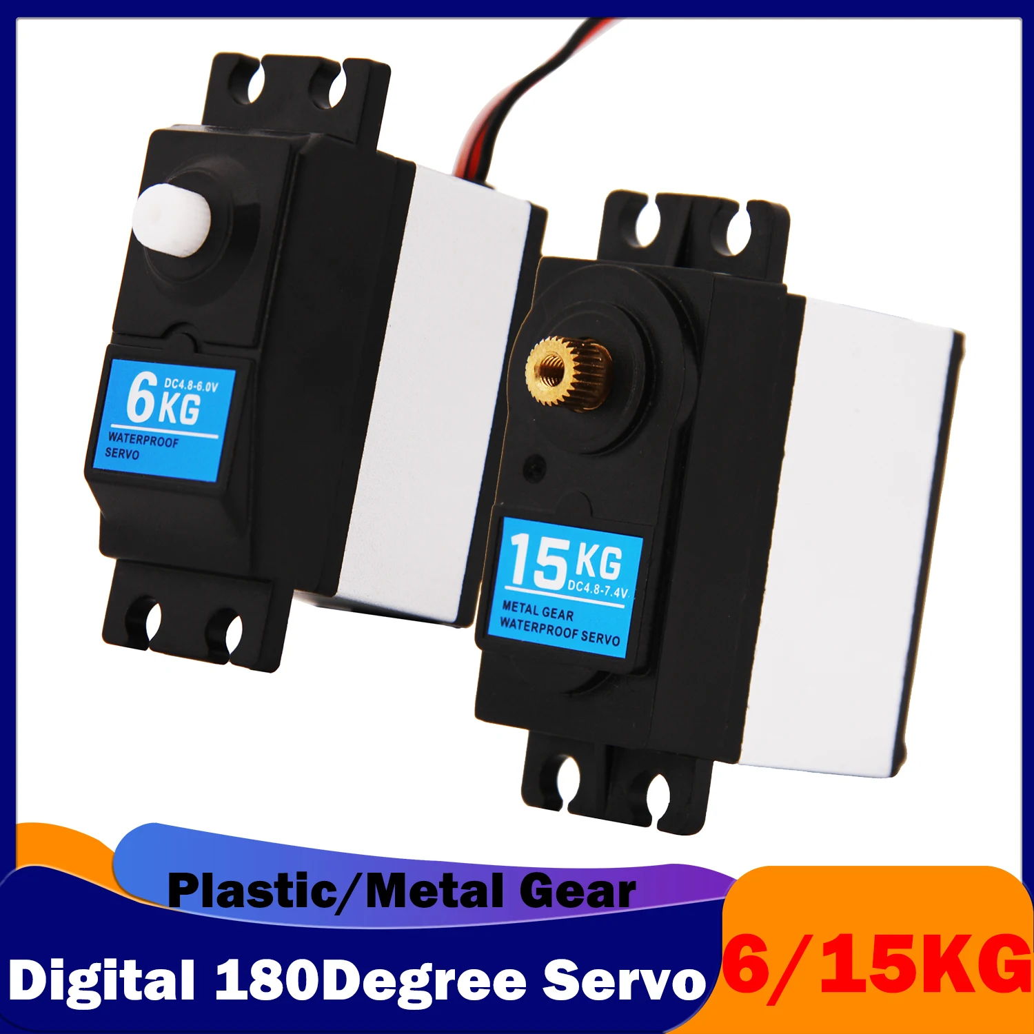 

6KG 15KG 180degree Digital Servo Plastic/Metal Gear for 1/10 RC Model Car Boat Airplane Wltoys Scx10 Mn99s 12428 124018 TRX4 Toy