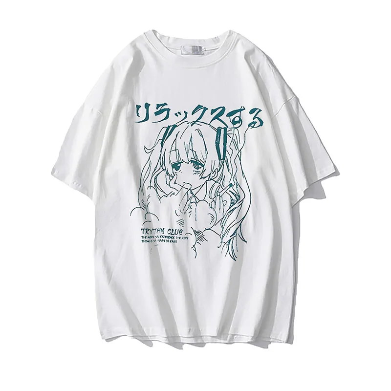 Women Clothing Women's T Shirt Y2k Japanese Harajuku Graphic Kawaii T Shirts Anime Print Oversized T Shirt Plus Size Grunge Tops t shirt