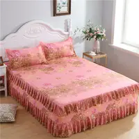 Bed Skirts and Pillowcase Household Modern Bedding Luxury Sheet Set Breathable Comfortable Korean Protective Non-slip Bedspread 2