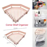 Suction Wall Triangular Shower Caddy Shelf Bathroom Corner Bath Rack Storage Holder Organizer Shelves 2