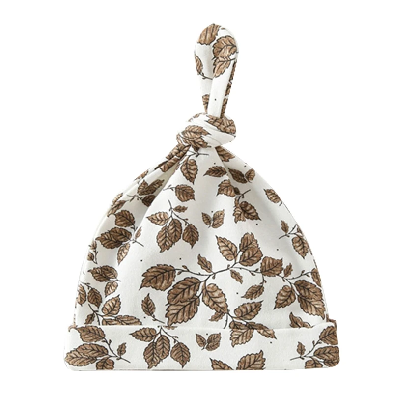 

Детская мягкая хлопковая шапка, милая шапочка с узлом и цветочным принтом для новорожденных мальчиков и девочек