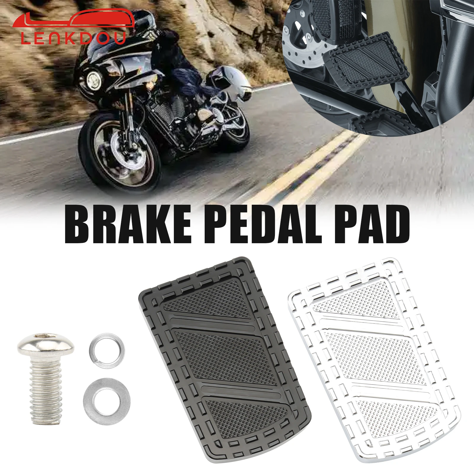

Riot Brake Pedal Pad Cover For Harley Touring Road King Street Glide 1980-2023 Softail Fat Boy 1986-2017 Dyna FLD 2012-2016