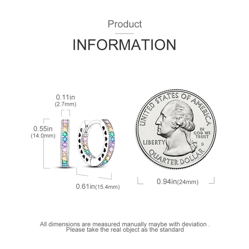 Hot Classic Original 925 Sterling Silver Earrings Colorful Circle Hoop Earrings For Women Party Wedding Engagement Jewelry Gift