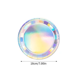Iridescent Party Tableware Set - Elegant Disposable Plates, Cups, Napkins, and Tablecloth for Celebrations and Events (10pcs 7inch plate)