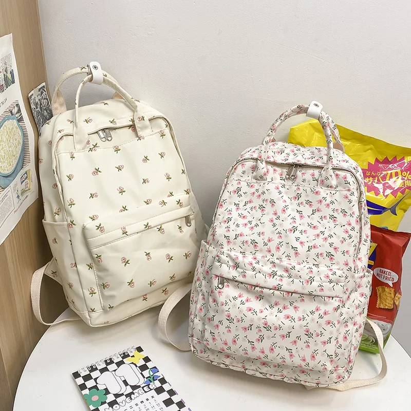 Fashion Women Cute Floral Student Backpack Trendy Lady Kawaii Book