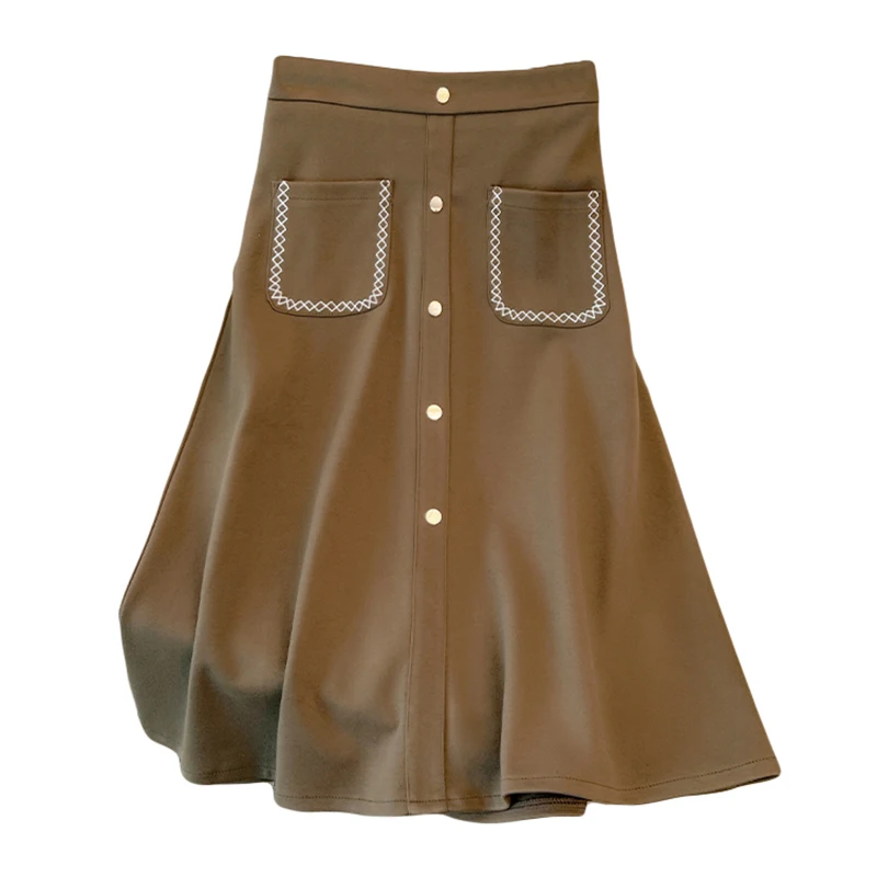 

Black Thick Cloth Long Elegant High-Waisted Women'S Spring Autumn Winter Skirts Korean Style Fashion 2022 Harajuku Clothes Kawai