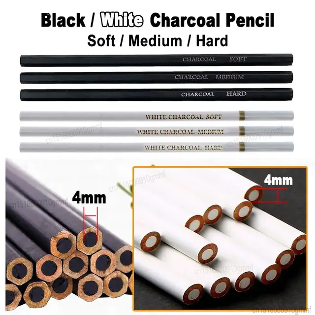 3Pcs White Charcoal Pencils and 6 Pcs Sketch Pencils Compressed Charcoal  Sticks Soft Medium Hard for Kids Beginners Adults Aspiring Artist - Yahoo  Shopping