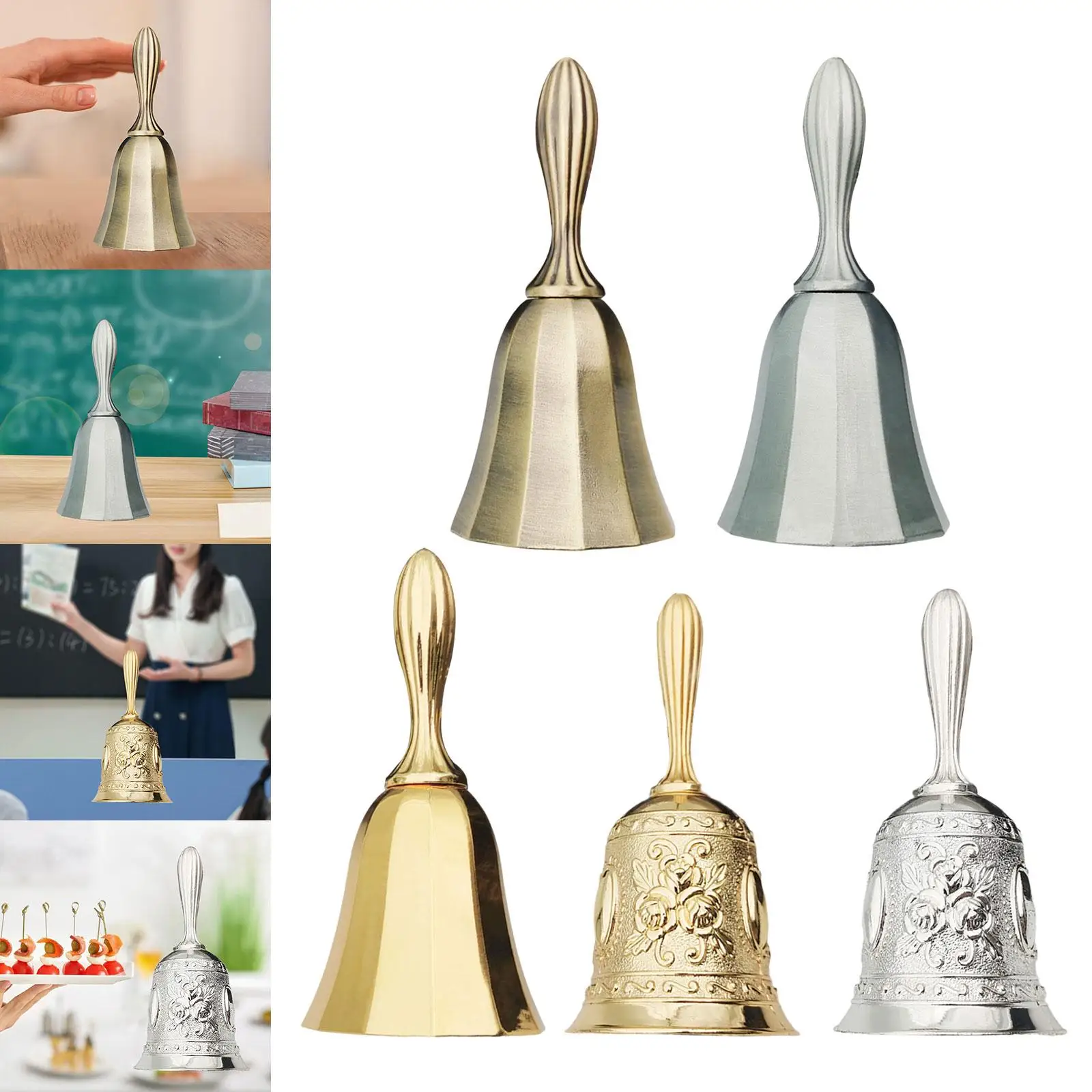 Hand Bell Hand Held Bell Retro Loud Vintage Antique Handbell for Shop Restaurant Hotel Service