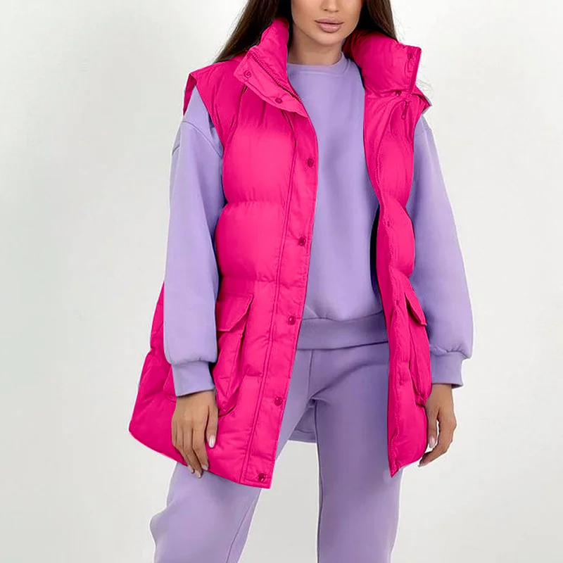 Long Vest Cotton Jacket 2023 Winter Temperament Fashion Casual Big Pockets Warmth Thick Cotton Jacket Women Jackets for Women