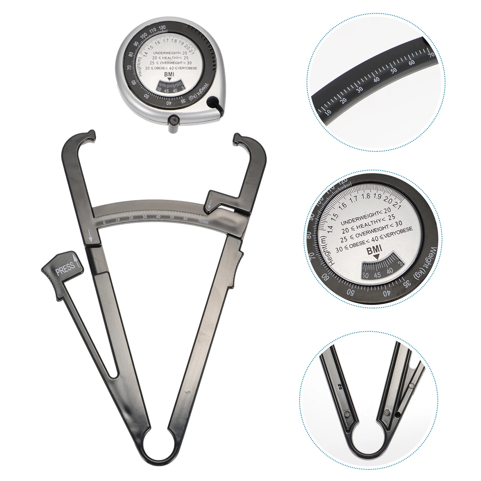 2 Pcs Fat Clip BMI Boday Tester Measurement Tape Tool Pro Tools Measurer Handheld Body Device Digital Caliper Ruler body fat caliper