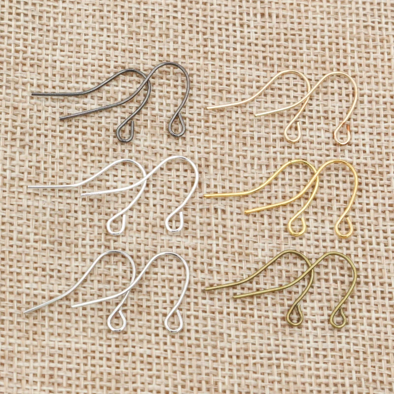

100pcs/lot 21x12mm Silver Plated Gold Color Earring Findings Ear Hook Earrings Clasps For Jewelry Making DIY Earwire Supplies