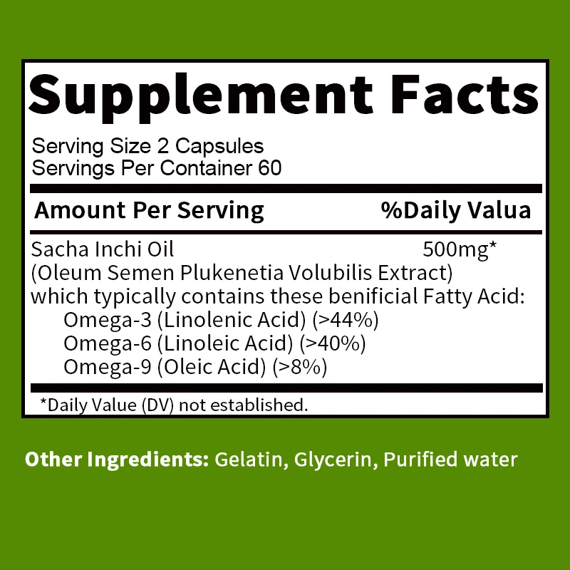 Sacha Inchi oil supplement for brain & heart health rich in Omega 3 6 9 antioxidants