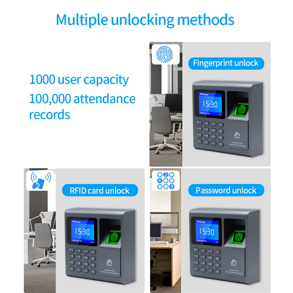 Mini Biometric Fingerprint RFID Access Control Keypad System USB Time Clock Recorder Attendance Machine Fingerprint Reader Wiega