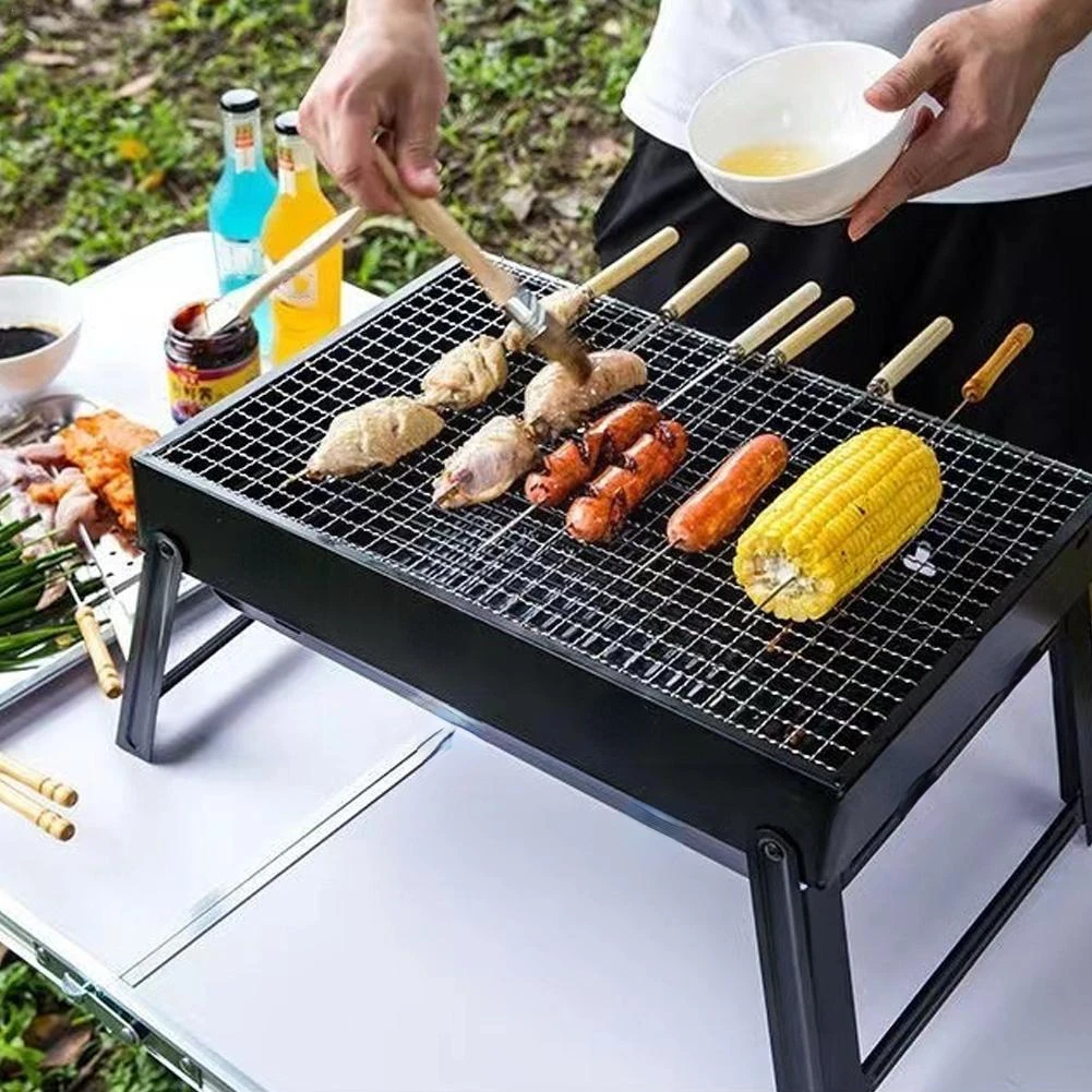 Mini Barbecue à charbon de bois pliable et Portable, en acier inoxydable,  fumoir pour la cuisine