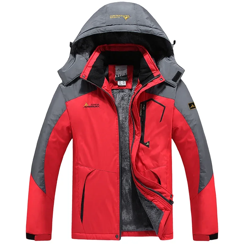 2023 Winter Outdoor Jacket Men Thick Warm Velvet Coat Men's Windproof Hooded Jackets Casual Hiking Mountaineering Outerwear 9XL