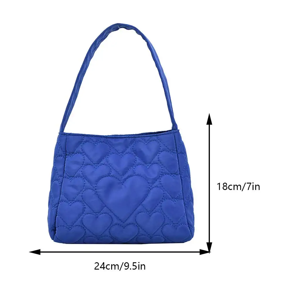 Women Love Heart Shoulder Bag Fashion Heart Quilted Handbag Casual Versatile Large Capacity Ladies Girls Trendy Bag