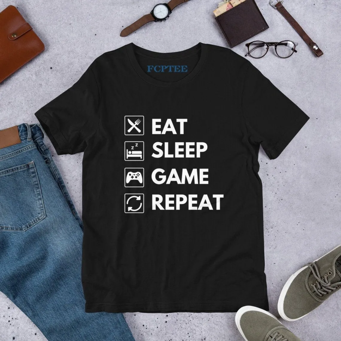 

Eat Sleep Game Repeat T Shirt Gaming Gamer Gift Women Tee Shirts Retro Clothing Cotton Shirts Humor Top Quality Birthday Gifts