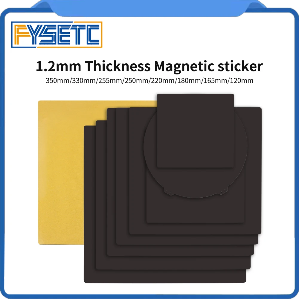 FYSETC-Base magnética para impresora 3d, pegatina magnética de 1,2mm de espesor, tamaño de 120/165/180/220/250/255/330mm, piezas de impresora 3D