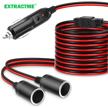 Extractme 1.8M 담배 라이터 연장 코드 케이블 16AWG UL 와이어 2 웨이 자동차 스플리터 어댑터 전원 충전기 포트 15A 퓨즈