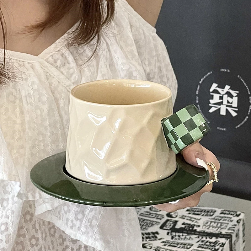 

Latte Ceramic Coffee Cup Espresso Afternoon White Foldable Breakfast Cups Elegant Kahve Fincan Takimlari Drinkware GPF17XP