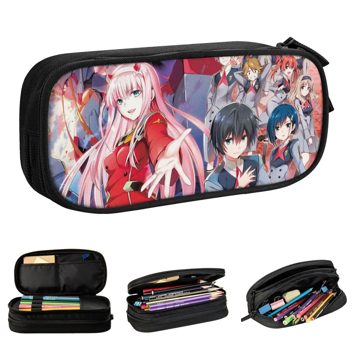 

Darling In The Franxx Anime Pencil Case Zero Two Pencilcases Pen Holder for Girl Boy Big Capacity Bag School Zipper Stationery