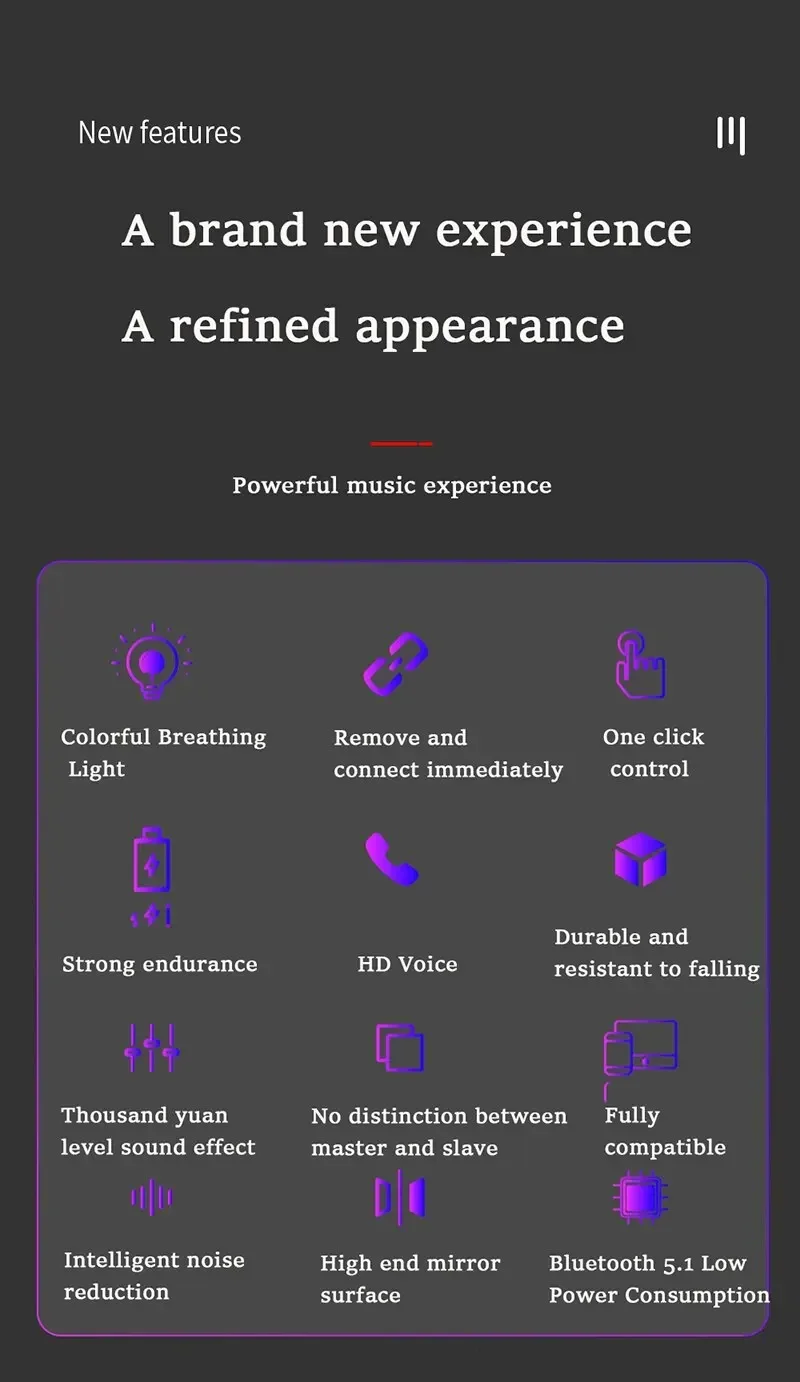 Description Picture 4 of itemY60 Earphone TWS blueteeth 5.1 Headphones True Wireless Stereo Earbud in Ear Waterproof Sports Mobile Phone Headset