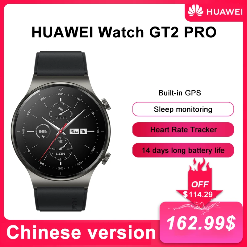 HUAWEI-reloj inteligente GT 2 Pro Original, dispositivo con GPS  incorporado, control del ritmo cardíaco, batería de 14 días de duración,  carga inalámbrica