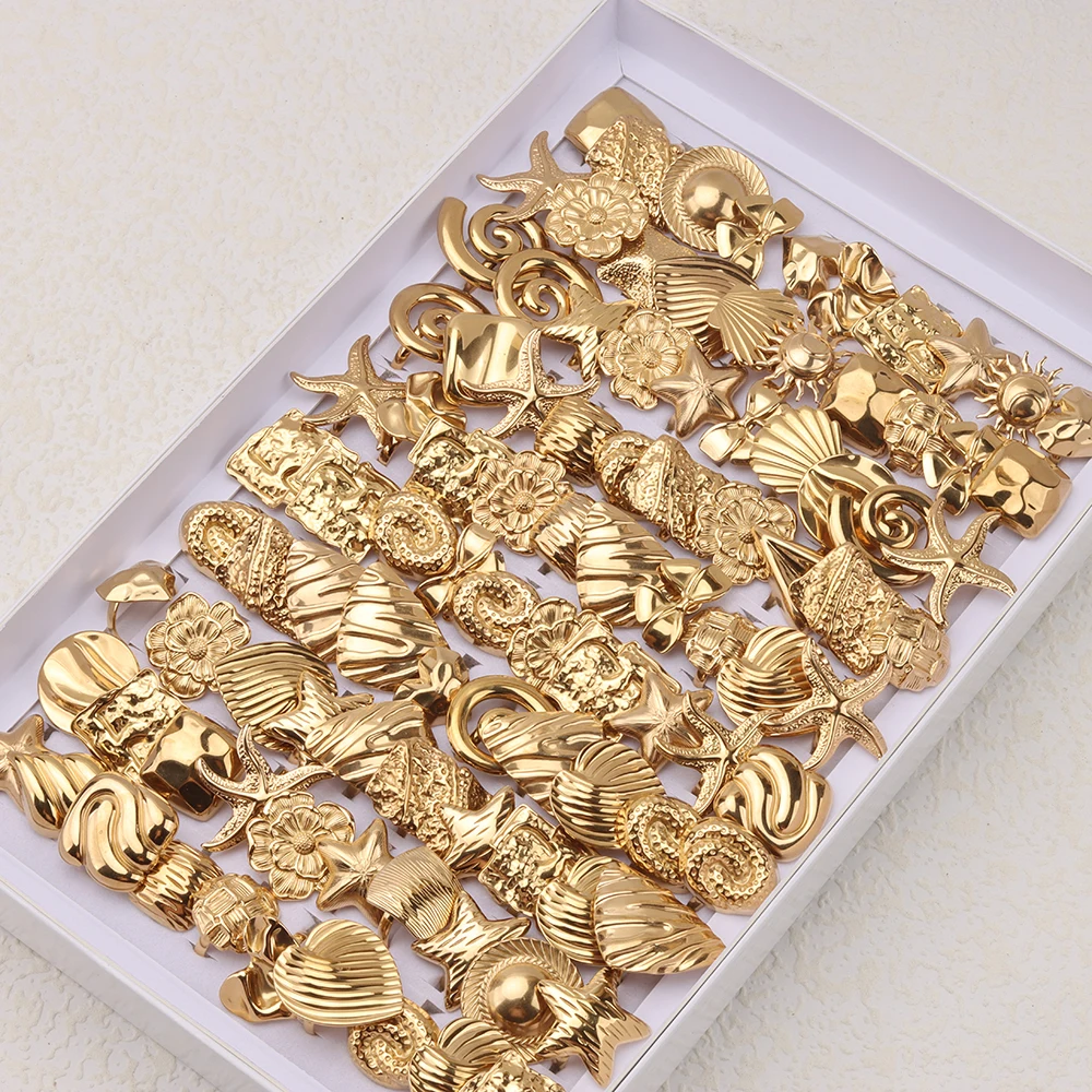 10 Teile/los Mode Edelstahl Große Blume Frauen Offene Ringe Täglichen Party Schmuck Geschenke Nach Dem Zufall Versendet – Detail 7