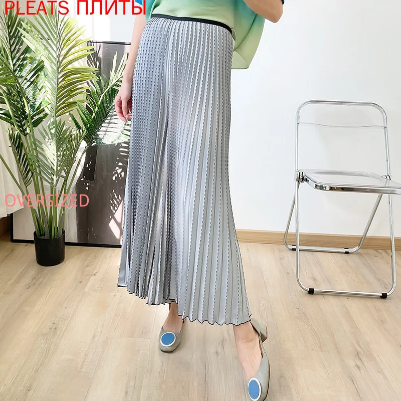 

Miyake Pleated Color Pants Summer New Drape Loose Large Size Show Thin Large Size Trousers Wide Leg Pants PLEATS Pantalones