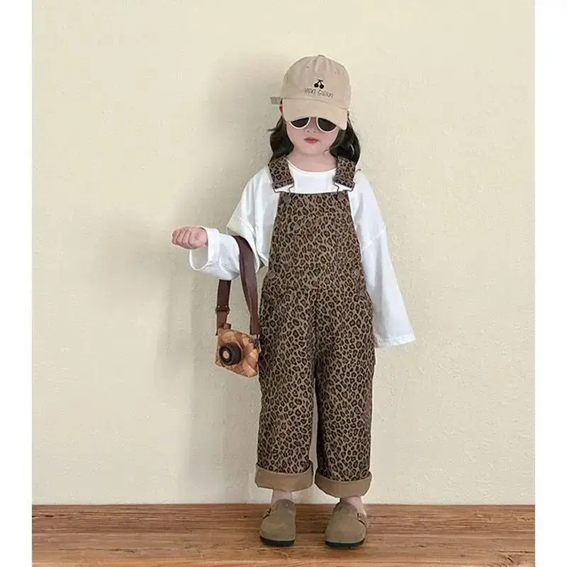 Leoparden-Overall für Mädchen, neue Hose für Frühling und Herbst 2026, koreanisches, stilvolles Set mit weitem Bein, Herbstoutfit – Detail 4