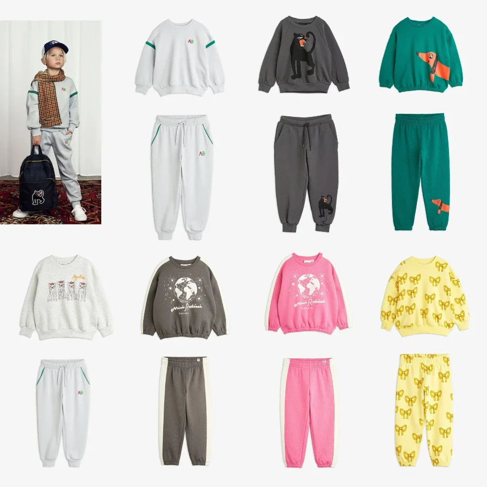 MINI RODINI Children's suit autumn new product Mini series boys and girls baby sweater sweatpants cartoon suit