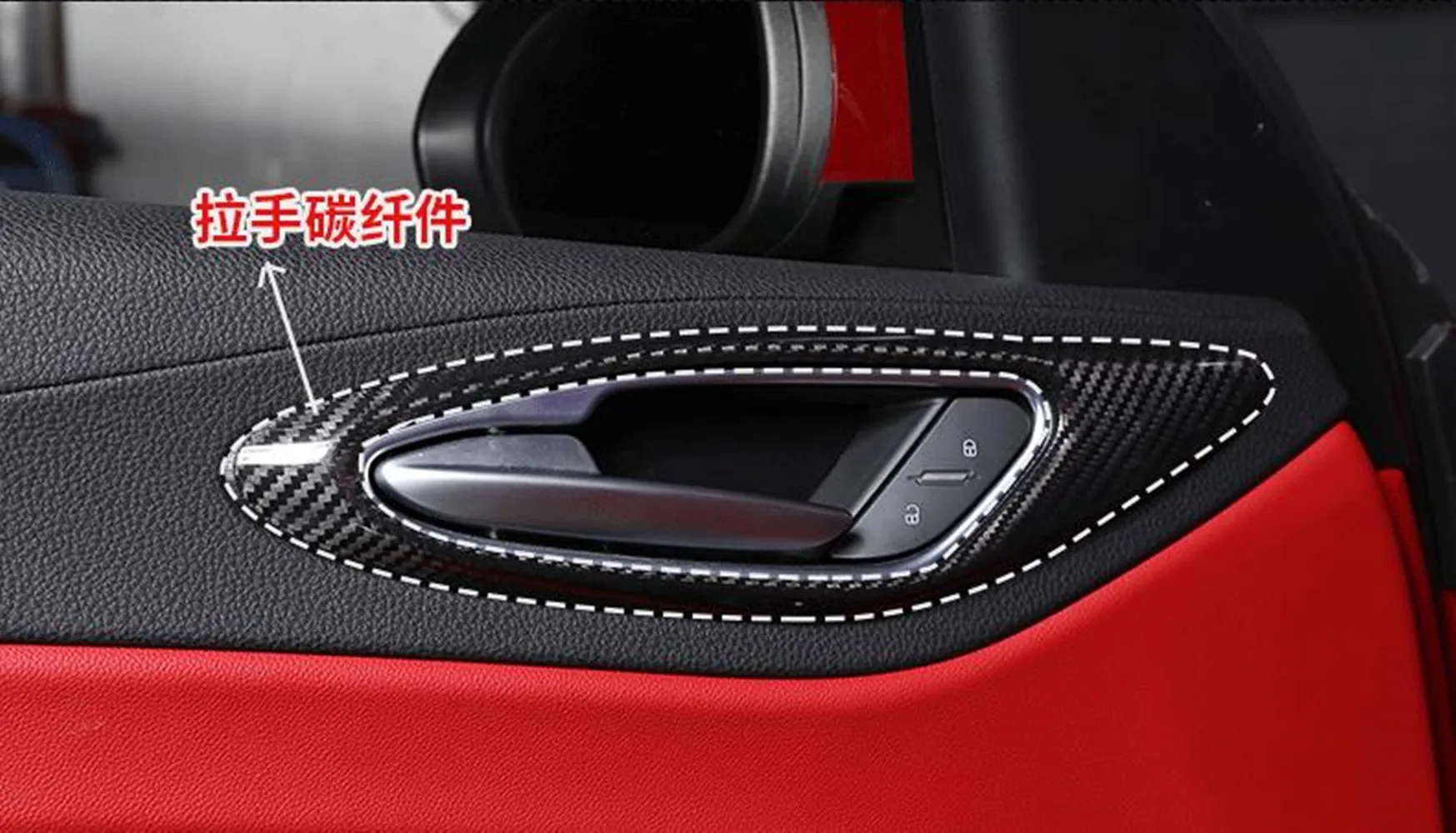 

ABS 4pcs/lot Front and back door carbon fiber inner hand frame car stickers car styling For Alfa Romeo Giulia 2017 2018