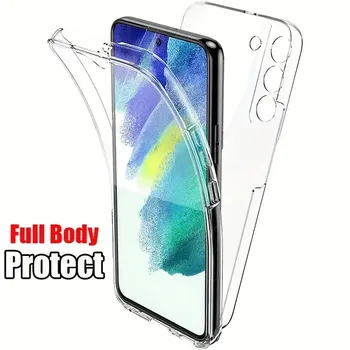 Custodia per telefono in silicone con copertura completa del corpo 360 per Samsung Galaxy A16 A06 A26 A36 A56 Doppia copertura trasparente