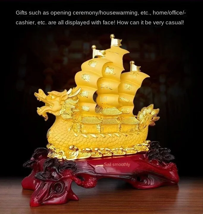 

Smooth sailing dragon boat resin ornaments household items living room decorations desk shop opening housewarming gifts