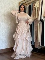 Customized High Neck Prom Dress 2025 Long Sleeve Elegant Wedding Party Dress A-Line Ruffles Pleated Formal Gowns Floor Length - Image 3