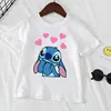 Kawaii Disney Stitch Boy Girl Clothes Cartoon T Shirt For Child T-Shirt White Short Sleeve Graphic Kid Tee 2
