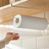 Hanging Paper Towel Holder Cabinet Under Storage Paper Towel Roll Holder No Punching Cling Film Storage Rack Kitchen Supplies 5