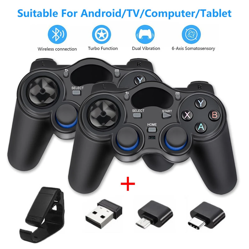 2.4G Wireless Game Controller Joystick Gamepad with OTG Converter for PS3 Android TV Box Raspberry Pi 4 Retropie Retroflag NESPi