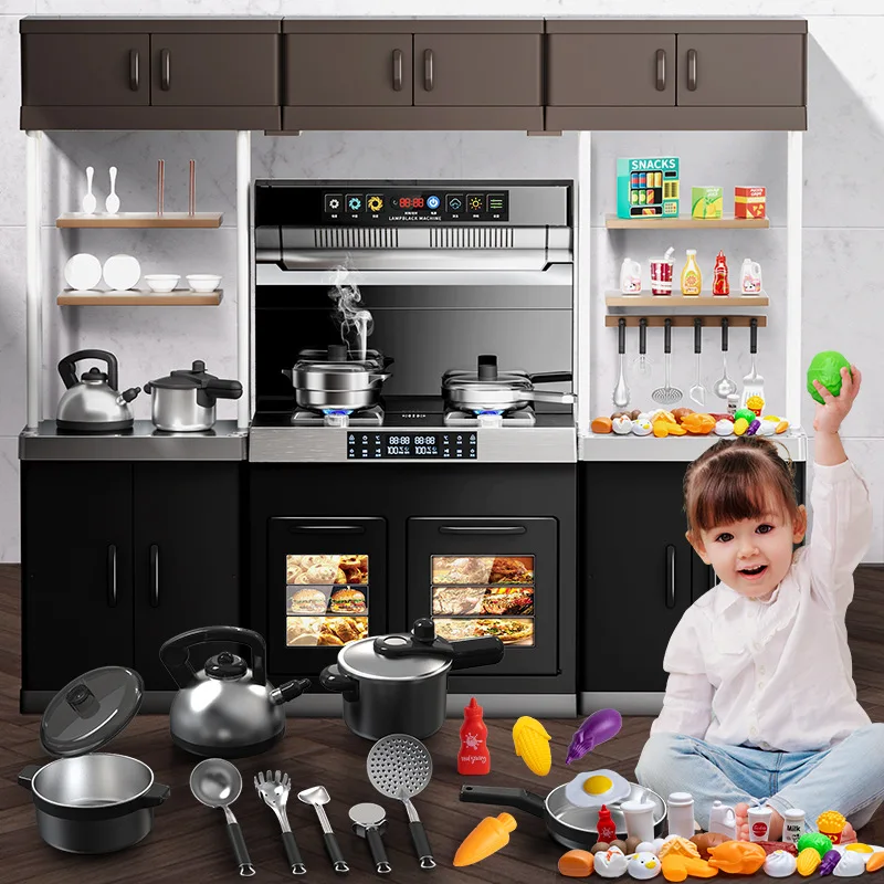 Maison de jouets de cuisine pour enfants villa de simulation en bois  garçons et filles cuisine 3-6 ans 7