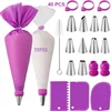 Silicone Piping Bags and Tips Set Cake DIY Decorating Kit with Stainless Steel Nozzle Reusable Silicone Pastry Baking tool 1