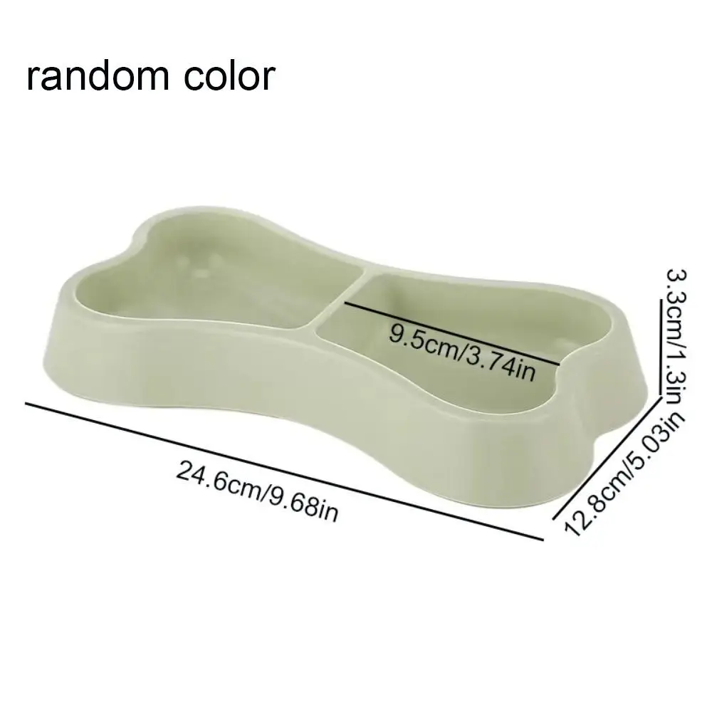 Title 2, Plastic Bone Shape Cat Double Bowl Anti Rollove...