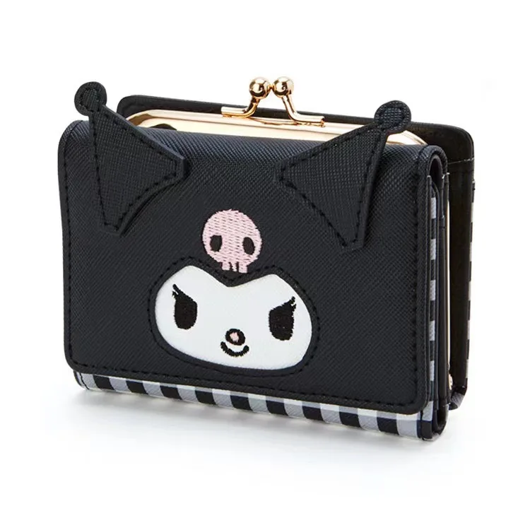 Sanrio Hello Kitty Bag Kawaii Cinnamoroll My Melody Kuromi Casual Fashion PU Leather Wallet Cute Folding Light Card Bag New