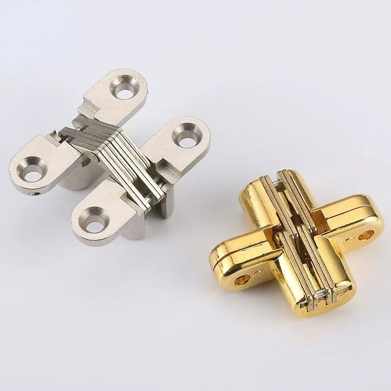 Hidden Hinges 8x42MM Invisible Concealed Cross Door Hinge Bearing 180D 1PCS with Screw for Folding Door/Window Furniture DIY