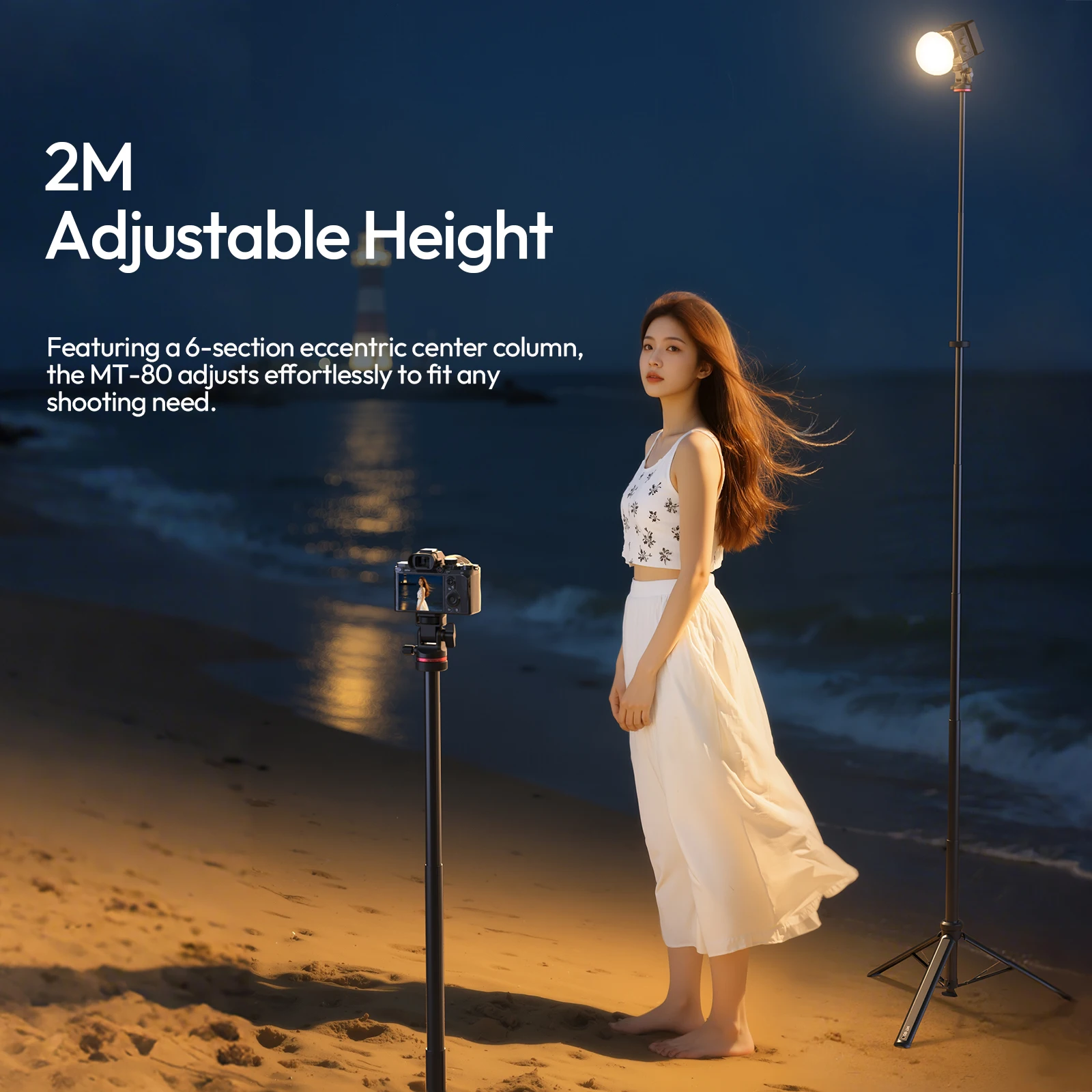 Ulanzi MT-80 Auto-Open Tripod 2M for Travel Cameras Video Lights Photography Light Stand Studio Shots Camping Livestreaming Vlog - Ảnh 6
