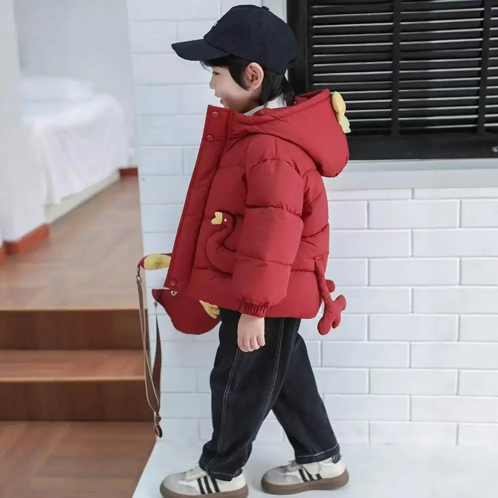 2025년 가을/겨울 신상 플러시 코튼 의류 아동용 두꺼운 겨울옷 남아 여아 후드 코튼 재킷