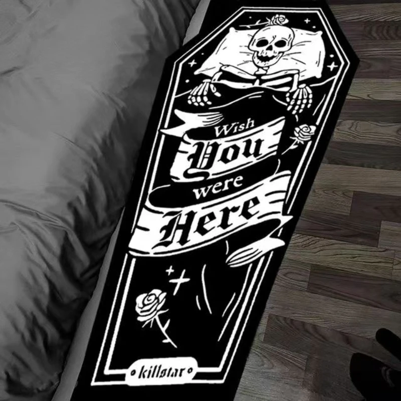 

Gothic Demon Carpet Skulls Cross Floor Non-Slip Punk Area Rug Home Bathroom Bedroom Mat Decoration for Killstar Halloween