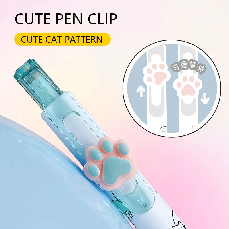4 Pcs/Set Creative Cat Cartoon Gel Pen Cute School Student 0.5mm Black Smooth Writing Ink Pens Office Signature Stationery