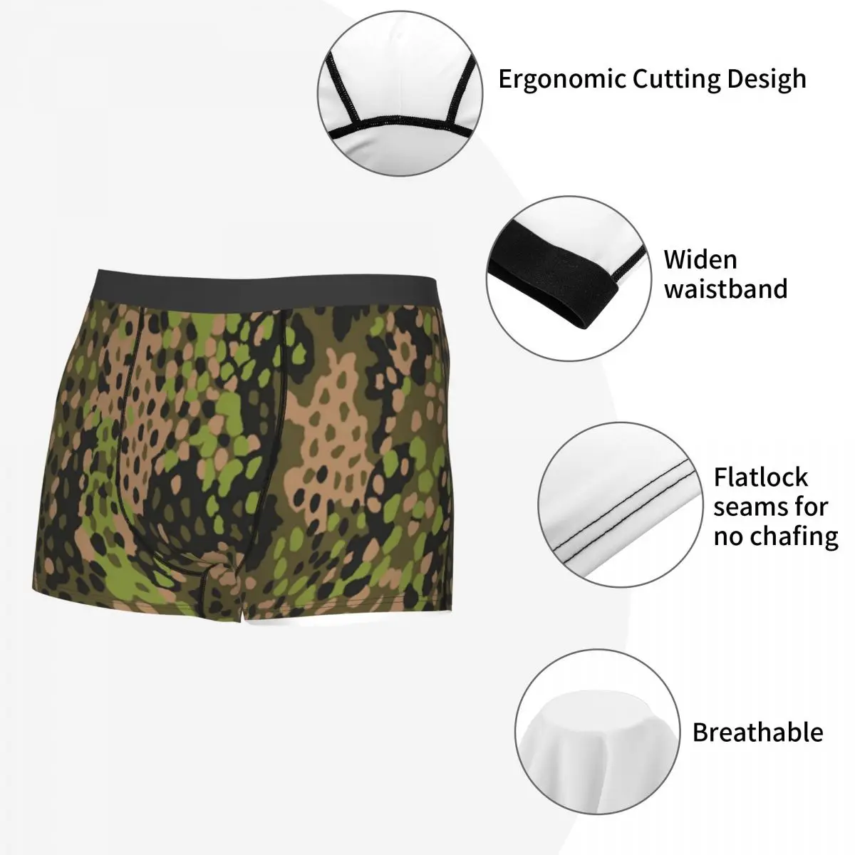 Male Cool WW2 Camo Underwear Germany Arm Military Camouflage Boxer Briefs Stretch Shorts Panties Underpants 5