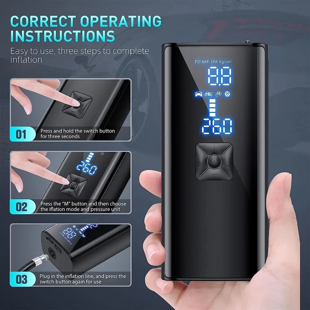 Ÿ�̾� ��â�� �޴�� ���� �����, 150PSI �޴�� ���� ����, 6000mAh ���͸�, ���� ��â ���� ���� ����